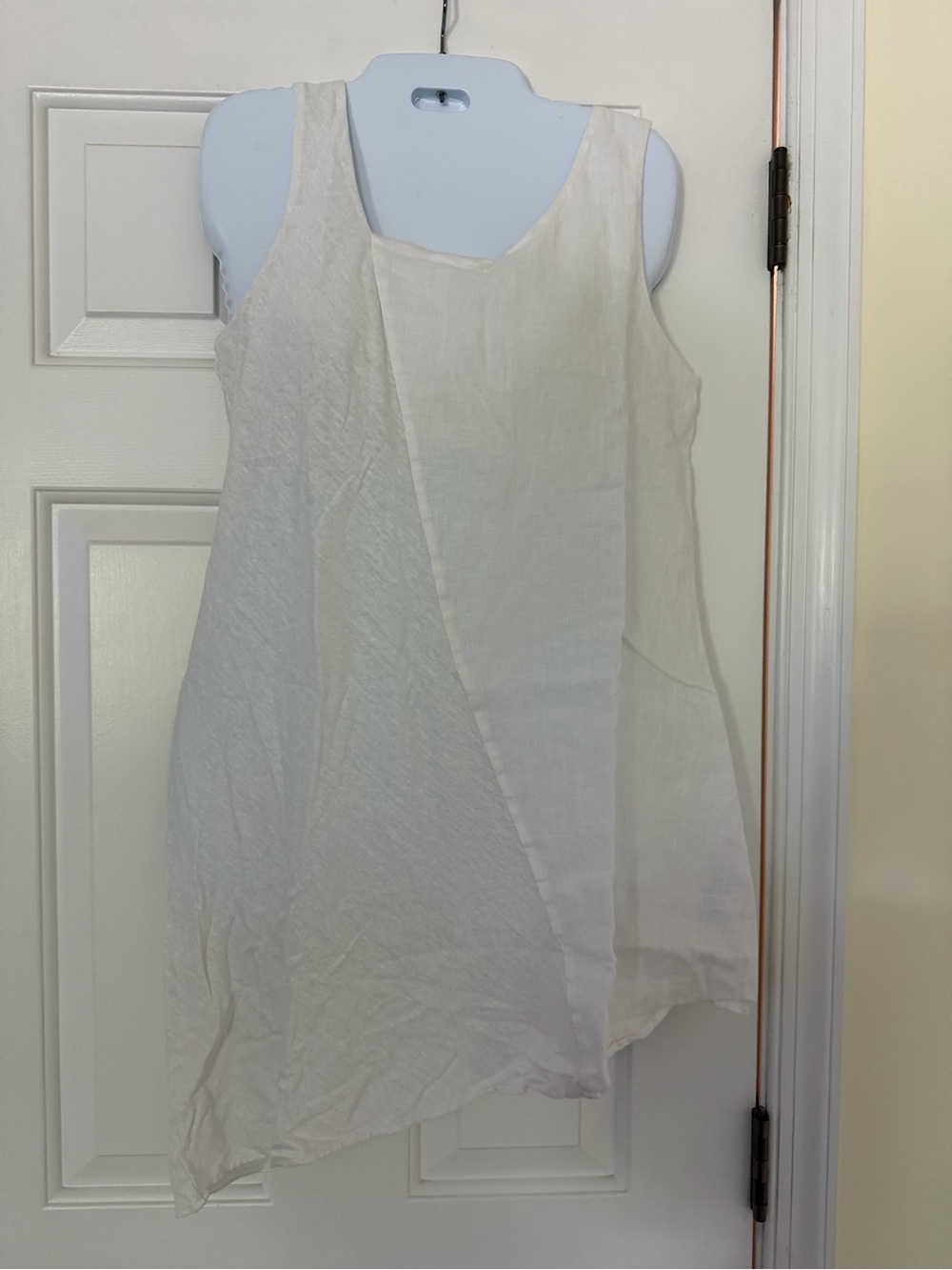Stella Carakasi White Linen Asymmetrical Tunic Dress Sleeveless S